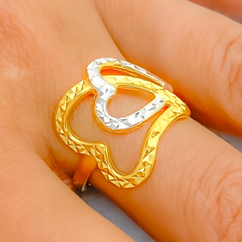 22k-gold-Charming Entwined Dual Heart Ring 