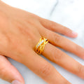22k-gold-Flowy Two Tone High Finish Ring 