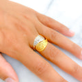22k-gold-Glossy Faceted Fanned Ring 