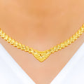 Striking Textured Hearts Necklace 22k Gold Set