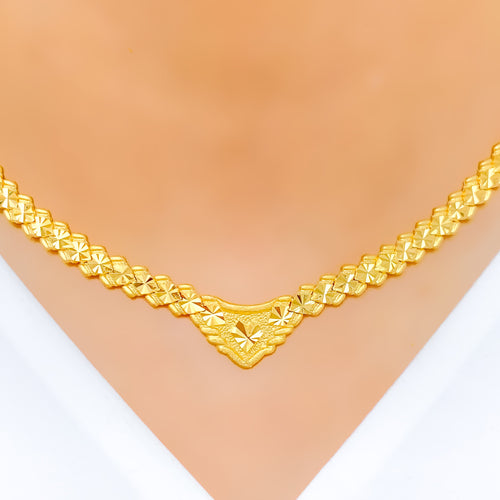 Striking Textured Hearts Necklace 22k Gold Set