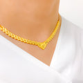 Striking Textured Hearts Necklace 22k Gold Set
