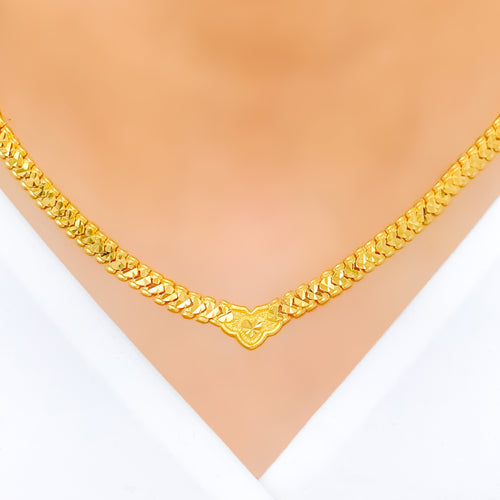 Reflective Interlinked Necklace 22k Gold Set