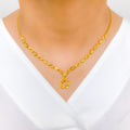 Sleek Floral Necklace 22k Gold Set