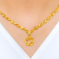 Sleek Floral Necklace 22k Gold Set