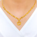 Sleek Floral Necklace 22k Gold Set