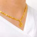 Sleek Floral Necklace 22k Gold Set