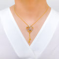 Ritzy Hanging Heart 22k Gold Necklace