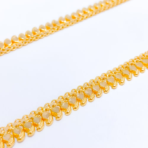 Shimmering Leaf 22k Gold Anklet Pair