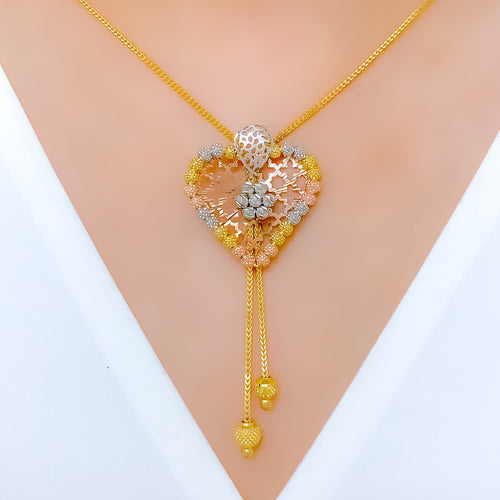 Ritzy Hanging Heart 22k Gold Necklace