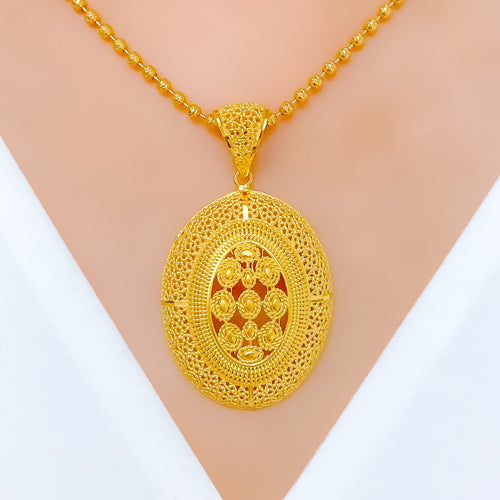 Exclusive Oval Dome 22k Gold Pendant