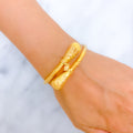 21k-gold-Tasteful Sand Finish Bangle Bracelet 