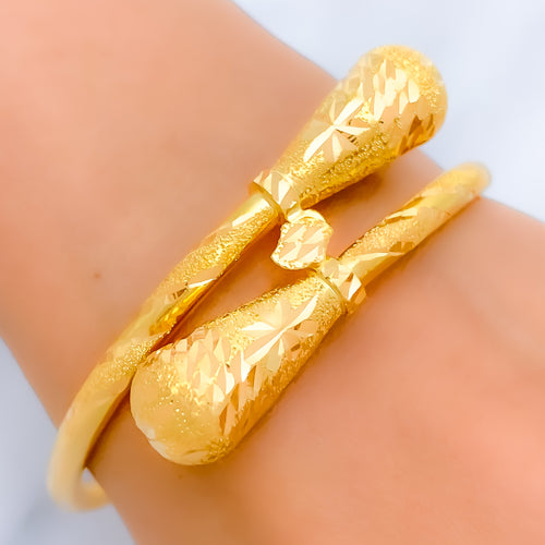 21k-gold-Elevated Overlapping Bangle Bracelet 