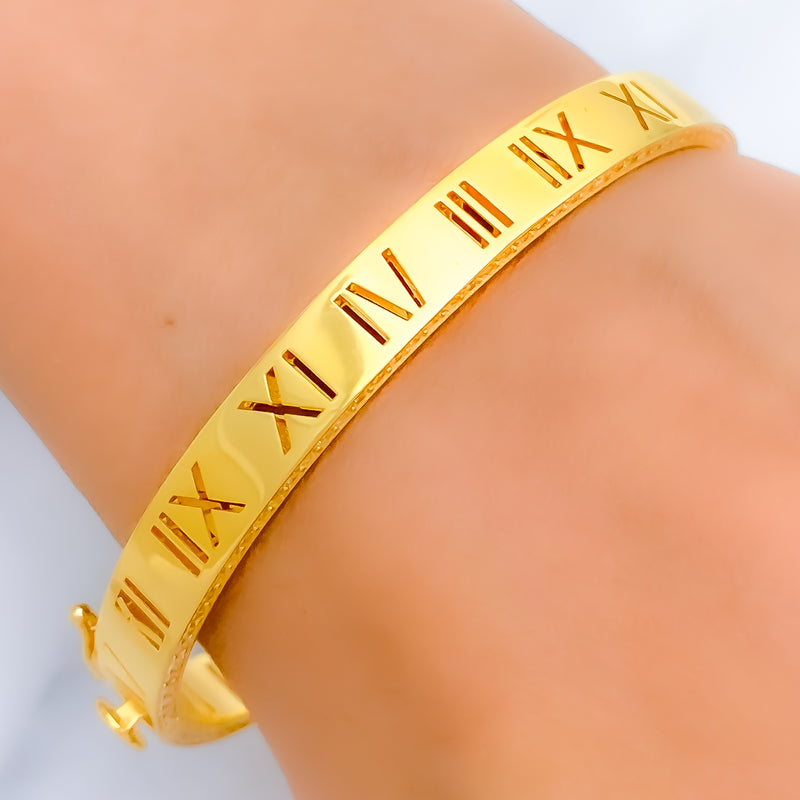 21k-gold-Special Numerical CZ Bangle Bracelet 