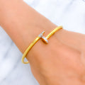 21k-gold-Reflective CZ Nail Bangle Bracelet 