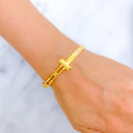 21k-gold-Upscale Geometric CZ Bangle Bracelet 