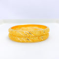 Contemporary Netted 22k Gold Bangle Pair