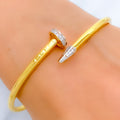 21k-gold-Fancy Dual Tone CZ Bangle Bracelet 