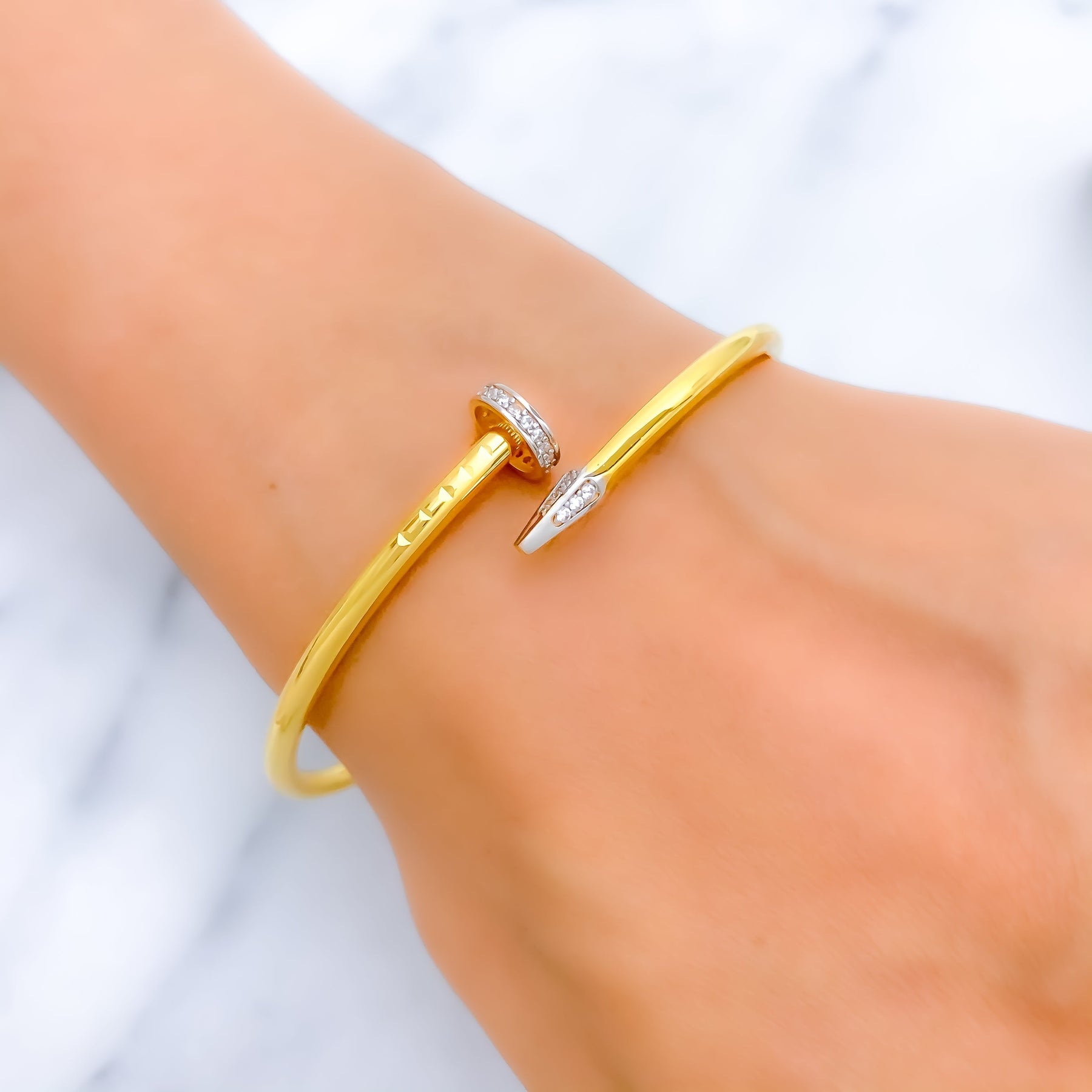 Iconic 21K Gold Nail Bangle Bracelet Andaaz Jewelers