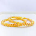 Classic Beaded 22k Gold Bangle Pair