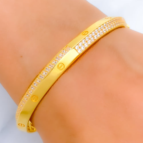 21k-gold-Iconic Alternating CZ Bangle Bracelet   