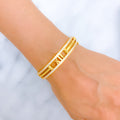 21k-gold-Magnificent Striped CZ Bangle Bracelet 