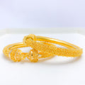 Fancy Floral Pipe 22k Gold Bangles