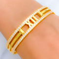 21k-gold-Magnificent Striped CZ Bangle Bracelet 