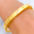21k-gold-Glistening Alternating Striped CZ Bangle Bracelet 