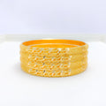 Fancy Floral Mesh 22k Gold Bangles