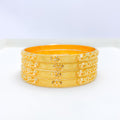 Fancy Floral Mesh 22k Gold Bangles