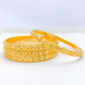 Fancy Floral Mesh 22k Gold Bangles