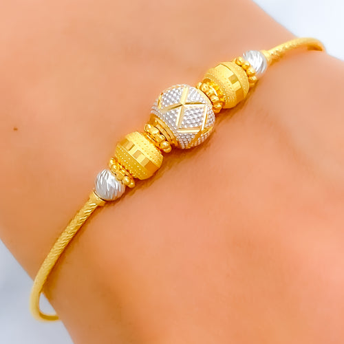 22k-gold-Two tone Cross Bangle Bracelet  