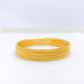 Slender Beaded 22k Gold Bangles