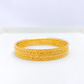 Slender Beaded 22k Gold Bangles