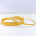 Slender Beaded 22k Gold Bangles