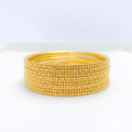 Flower Accented 22k Gold Bangles