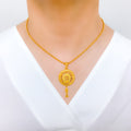 Ornate Floral Pendant 22k Gold Set