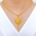 Ornate Floral Pendant 22k Gold Set