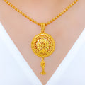 Ornate Floral Pendant 22k Gold Set