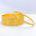 Modern Netted 6 Set 22k Gold Bangles