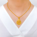 Radiant Pear Drop Pendant 22k Gold Set