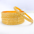 Flower Lined 22k Gold Bangles