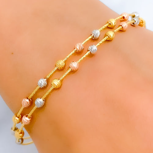 22k-gold-Trendy Twin Layered Bangle Bracelet  