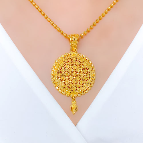 Stately Dome Pendant 22k Gold Set