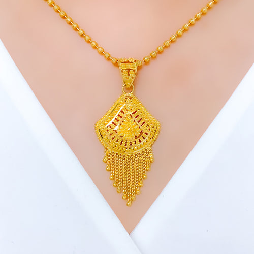 Flowing Chandelier Pendant 22k Gold Set