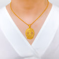 Intricate Oval Pendant 22k Gold Set