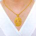 Intricate Oval Pendant 22k Gold Set