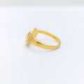 Trendy Leaf CZ 22k Gold Ring