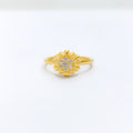 Matte Flower CZ 22k Gold Ring